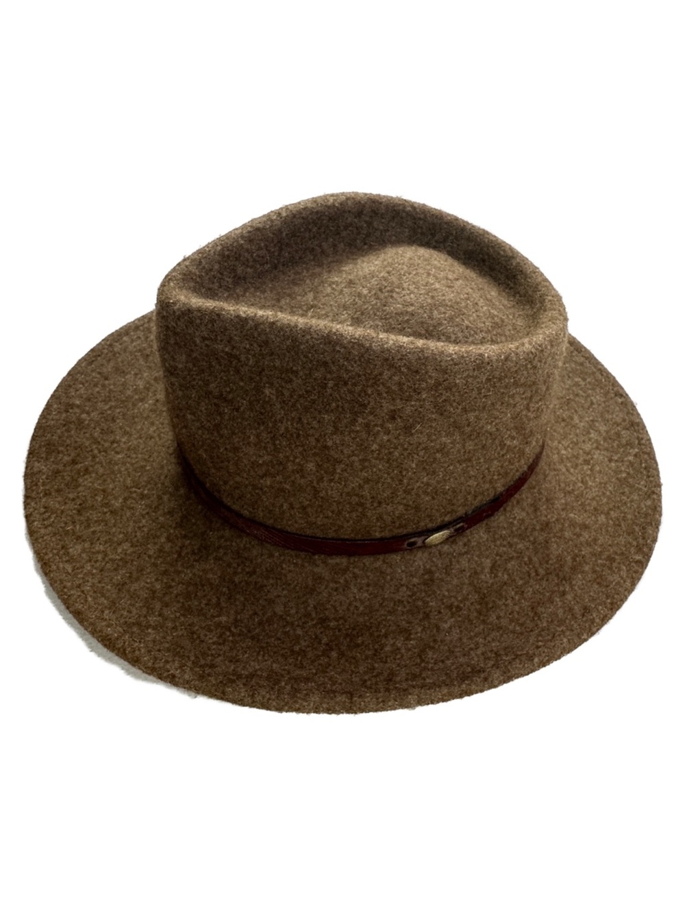 Vintage Dorfman Pacific 100% Wool Fedora Outback Hat Brown Leather Band - Picture 7 of 10
